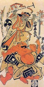 Retrato dos atores Yamanaka Heikuro e Ichikawa Danjuro, Torii Kiyonobu, 1714