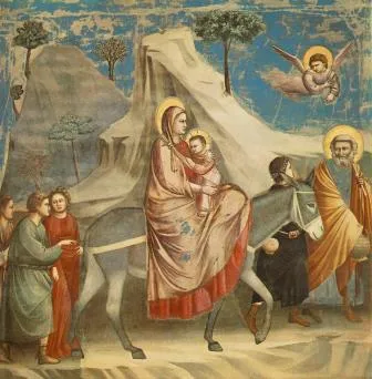 A Fuga para o Egipto. Fresco de Giotto (Capela Scrovegni, em Pádua; séc.XIV)